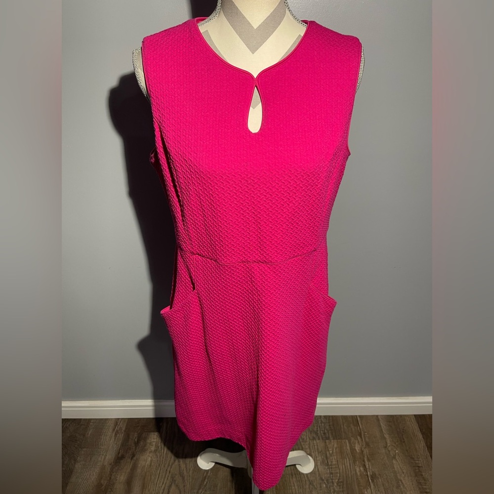 Lands' End Vibrant Pink Textured Mini Dress